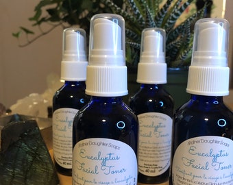 Face Toners/Hydrosol/Alcohol-Free/Floral Water/Aloe Vera Juice Extract/Cucumber Peel Extract/Blue Glass Mister Bottle/Victoria, B.C. Canada