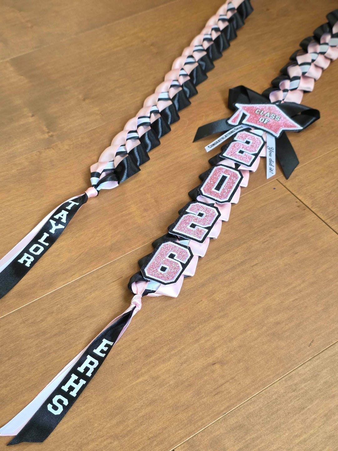Custom Graduation Ribbons Light Pink - Black Personalized 2026 Graduation Ribbon Lei - Etsy