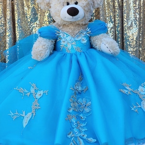 Turquoise Blue Quinceanera Doll Dress doll Fancy Dress - 18&quot; doll custom Dress - Teddy Bears Dress only - Please read description