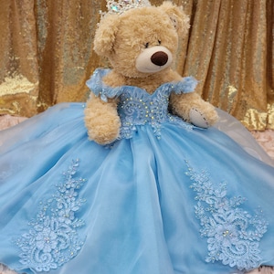 Light Blue Quinceanera Doll- Blue Doll Dress - 18&quot; doll custom Dress - Teddy Bears Dress only - Please read description