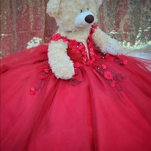 Red Quinceanera Doll Dress doll Fancy Dress - 18&quot; doll custom Dress - Teddy Bears Dress only - Please read description