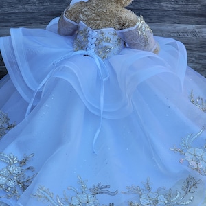 White Gold Quinceanera Doll Dress doll Fancy Dress - 18&quot; doll custom Dress - Teddy Bears Dress only - Please read description