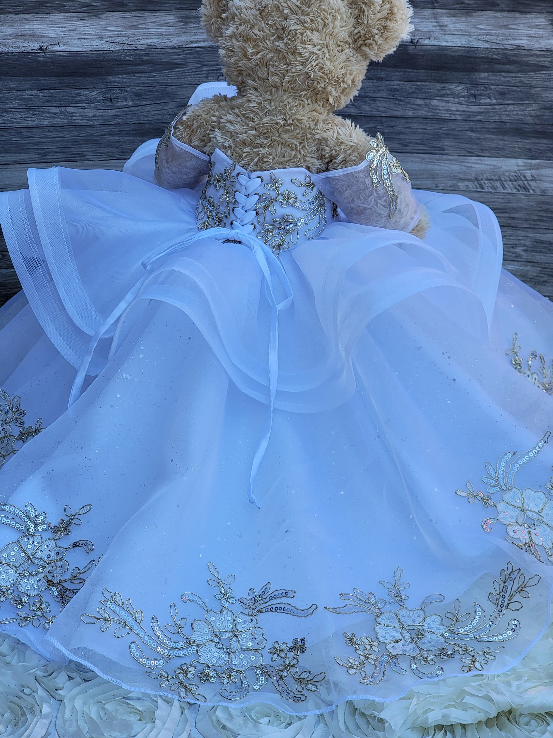 White Charro Dress Gold - Etsy