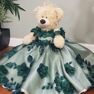 Emerald Ivory made Quinceanera Doll Dress doll Fancy Dress - 18&quot; doll custom Dress - Teddy Bears Dress only - Please read description