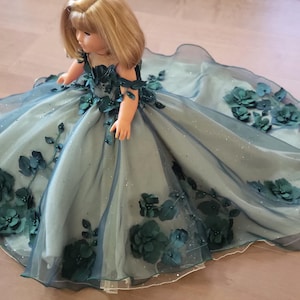 Emerald Ivory made Quinceanera Doll Dress doll Fancy Dress - 18&quot; doll custom Dress - Teddy Bears Dress only - Please read description
