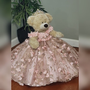 Blush pink Quinceanera Doll Dress doll Fancy Dress - 18&quot; doll - glitter gold custom Dress - Teddy Bears Dress only - Please read description