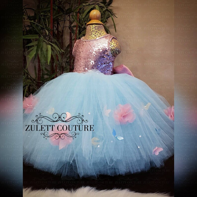 Lace Dress Birthday Dress Baptism Dress handmade Flowers Antonella Dress by Zulett Couture Baptism Dress Sequin Girl Dress