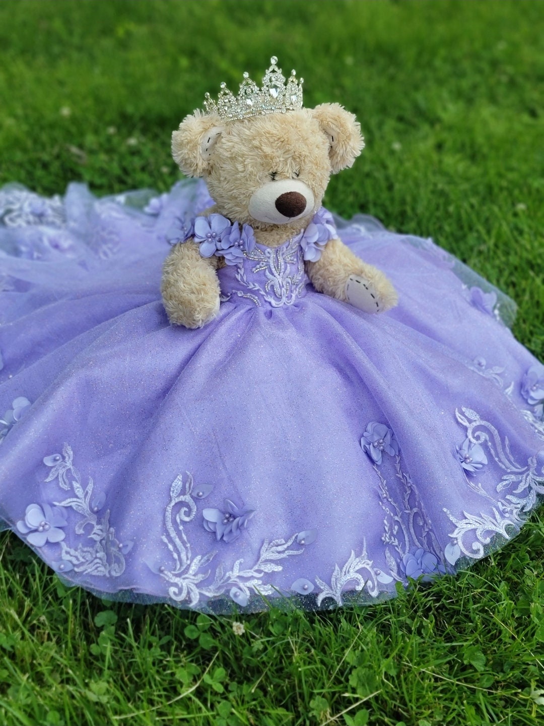 strapless open back dress Lilac Dusty Blue Last Teddy Bear For Quinceanera / quinceanera-decor main image 1