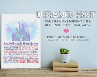 UNFRAMED Print -- Magic Kingdom 2018 Art / Parks Attraction / Cinderella's Castle / Wall Art / Home Decor / Beacon of Light Icon