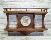 Oak Wall Clock Plate Shelf Hand Made Dated 1995 Clock With Shelf
