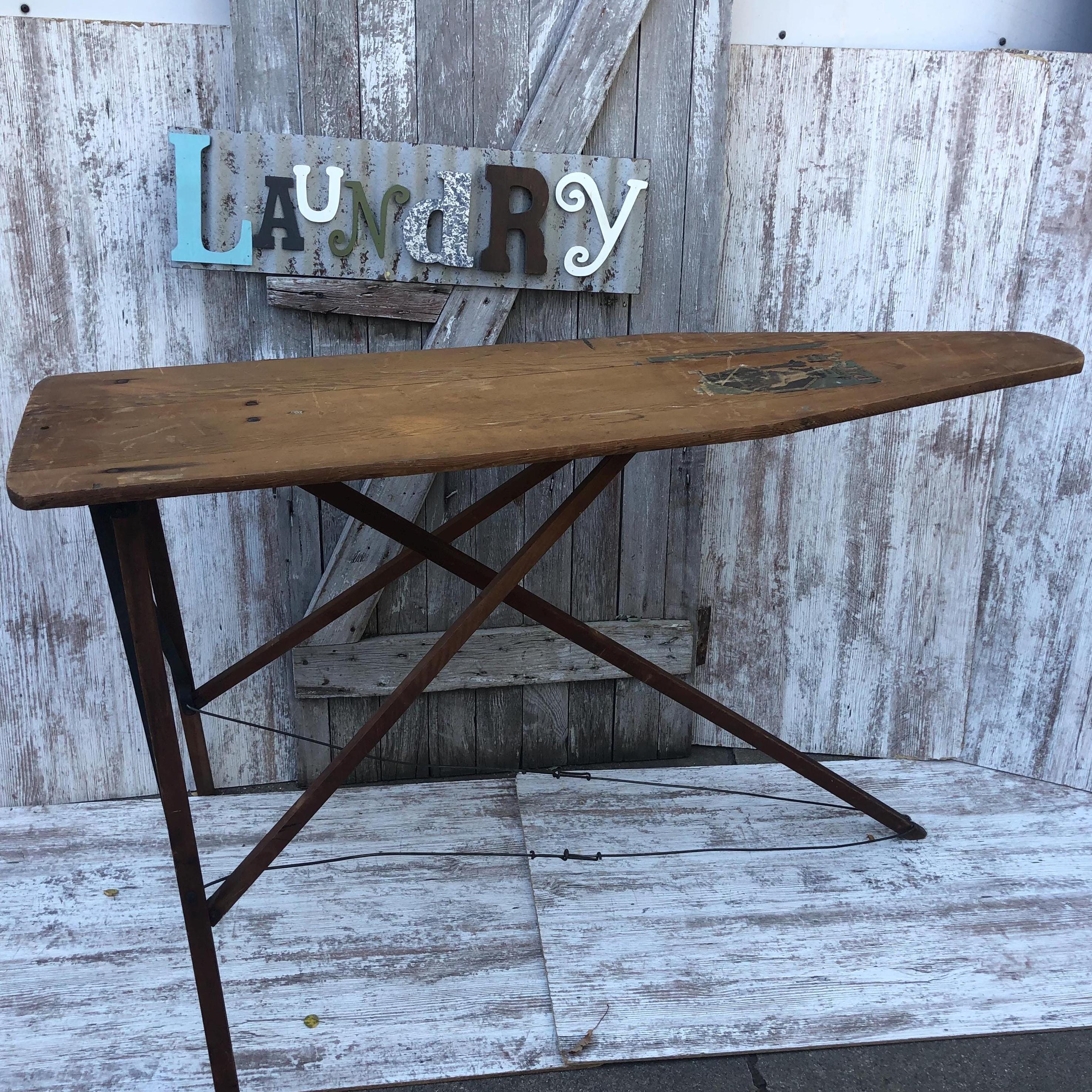 Vintage Wood Ironing Board Rid Jid Wooden Legs Farmhouse Primitive