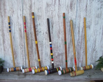 Vintage Wood Croquet Mallet Cosplay Heathers Sportcraft South Bend Lawn Play Wooden Mallets Single Mallets #2