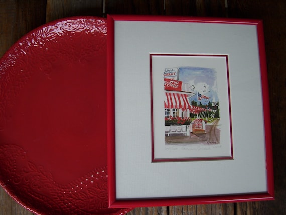 Lorna Bell Cornell Wilson S Door County Artist Signed Numbered Watercolor Downtown Ephraim Wi Matted Framed