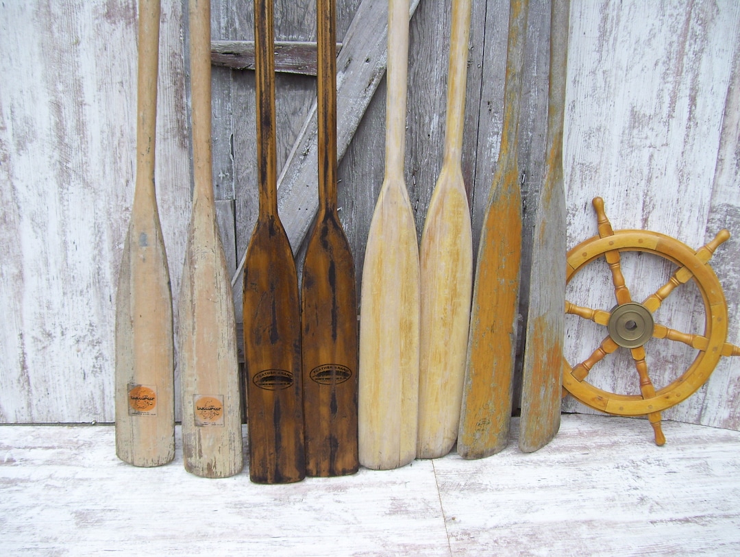 2 Vintage Walnut Feather Brand Oars 74 OR 77 Smokers Brand Weathered