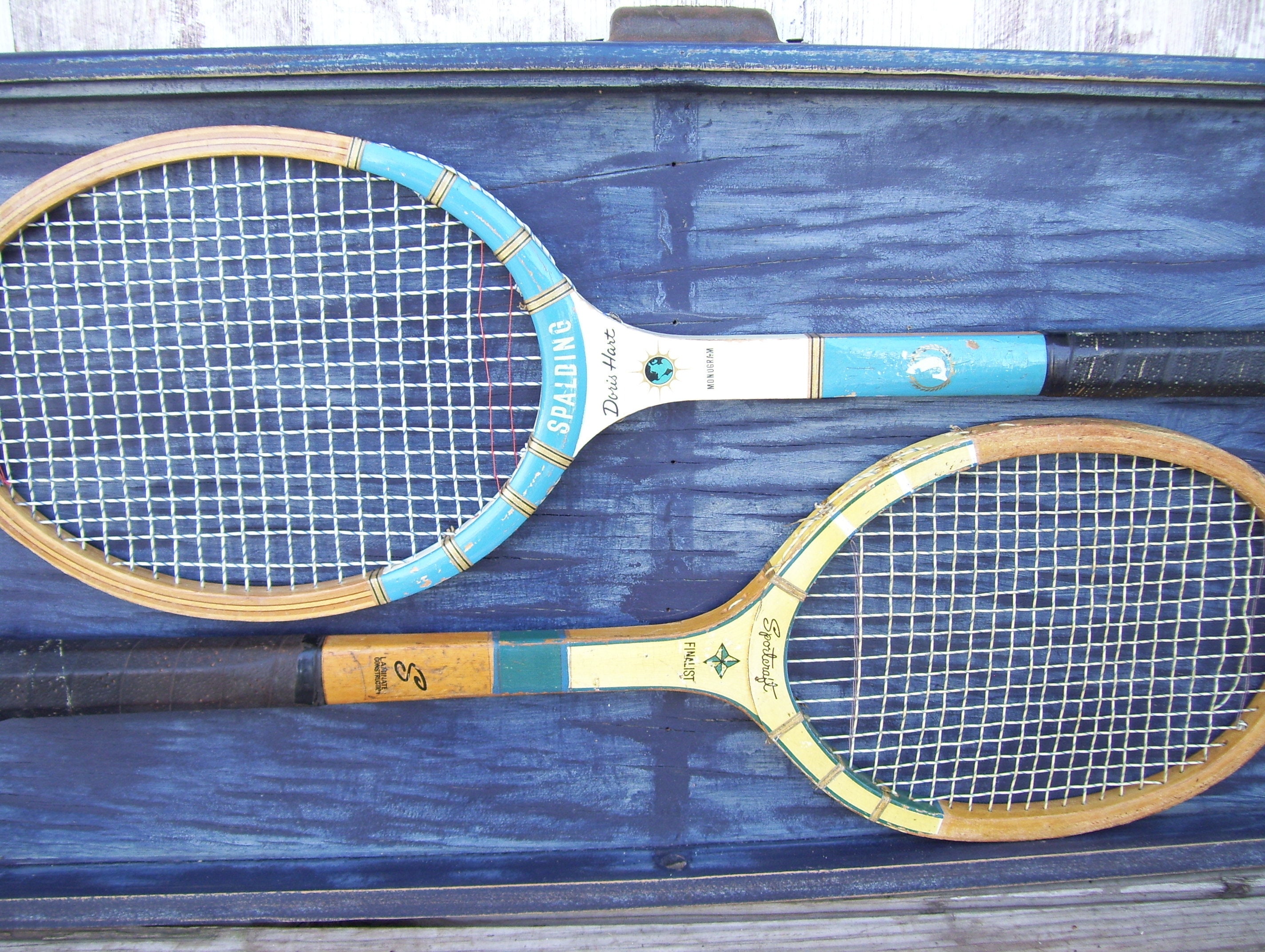 Wood Tennis Rackets Wilson Doris Hart Davis TAD Dunlop Maxply Mercer ...