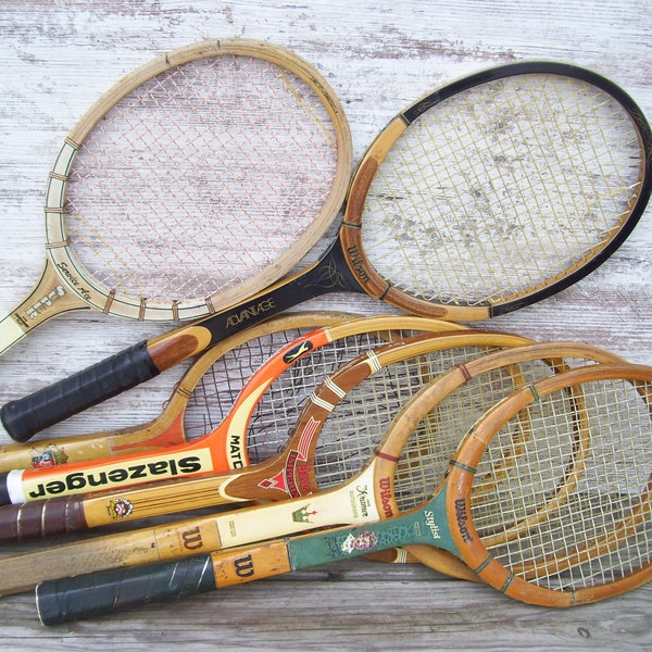 Wood Tennis Racquet Wilson Jack Kramer Maureen Connolly Slazenger Rustic BROKEN STRINGS Wooden Tennis Rackets 36