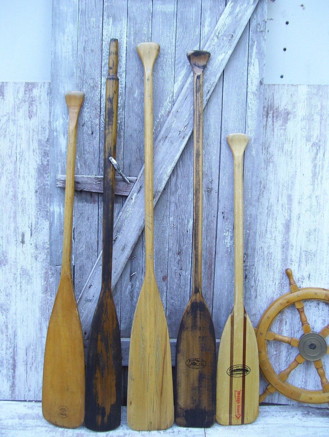 Feather Brand Canoe Paddle Smokers Brand Stained Wood Oar Row Boat