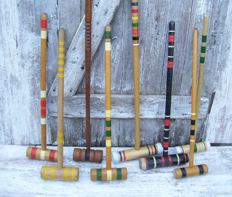 Single Croquet Wooden Striped CHOOSE Your Wood Mallet Lawn Sports Decor Cosplay Heathers #2