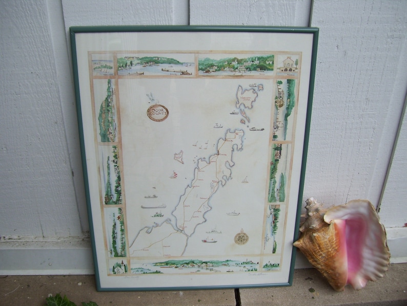 Door County Sandra Peterson Watercolor Print Artist Signed Map Etsy