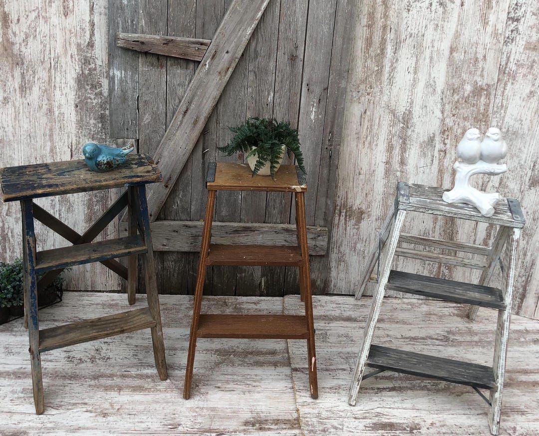 Werner 2 Step Wooden Ladder Plant Stand Farmhouse Primitive YOUR CHOICE ...