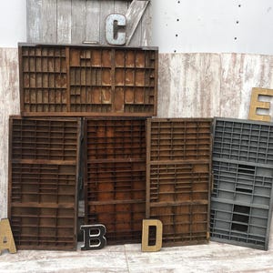 Hamilton Printers Drawer Typeset Letterpress Tray Thompson Cabinet Co Sections Display YOUR CHOICE Blue Gray