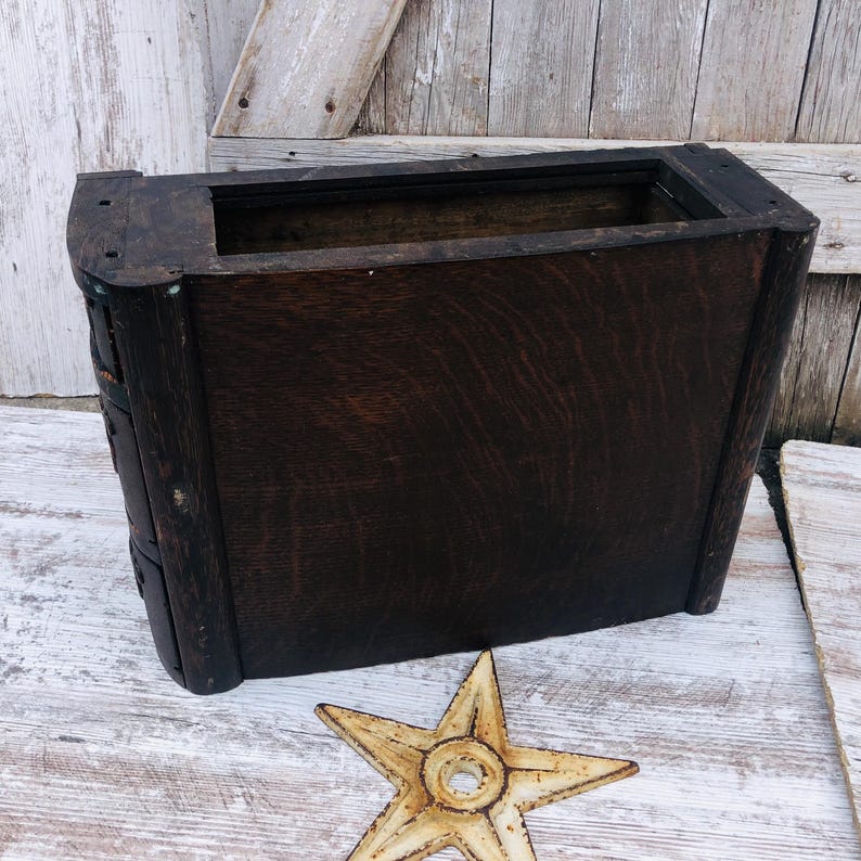 3 Wood Sewing Machine Singer Drawer Cabinet Stained Wooden Sewing Drawer Enclosed Top Industrial Storage White Star bild 4