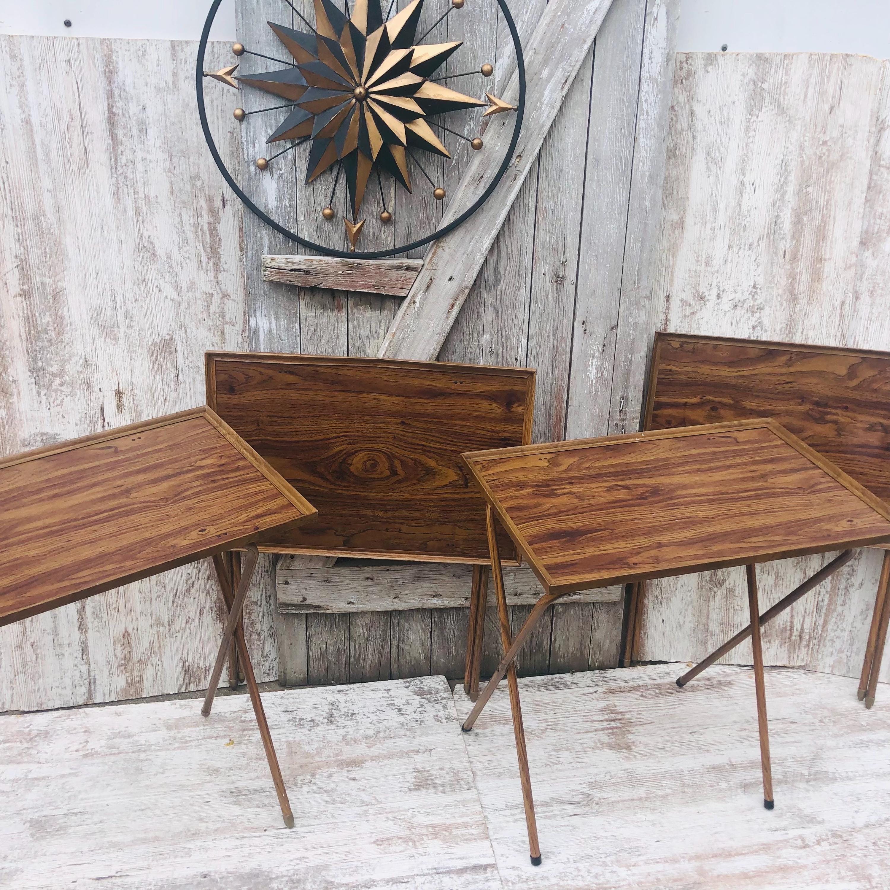 Mid Century Vintage Tray Table Set Mid-Century Italian 3-Chromed