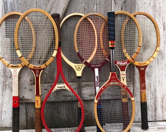 Vintage Wood Tennis Racquets – Choose Quantity Wilson / Spalding – Retro Wall Art Decor