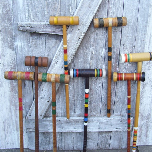 Croquet Wood Mallet Sports Decor Lawn Game Single Wooden Etsy