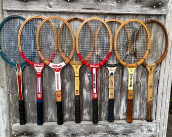 Wood Tennis Rackets Wilson Jimmy Connors Spalding Pancho Gonzales Ellsworth Vines Oliver Mal Anderson Wooden Racquets 13