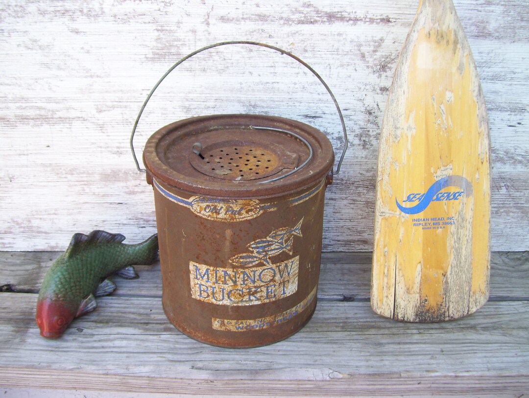 Old Pal Bait Bucket Minnow Fishing Floating Bucket Woodstream Lake
