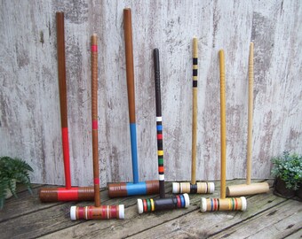 Vintage Wood Croquet Mallet Cosplay Heathers Sportcraft South Bend Lawn Play Wooden Mallets Single Mallets #2