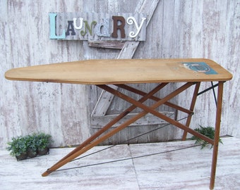 Vintage Wood Ironing Board Rid Jid J R Clark Wooden Folding Table Farmhouse Primitive Laundry Room Ironing Table