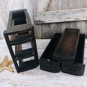 3 Wood Sewing Machine Singer Drawer Cabinet Stained Wooden Sewing Drawer Enclosed Top Industrial Storage White Star bild 3