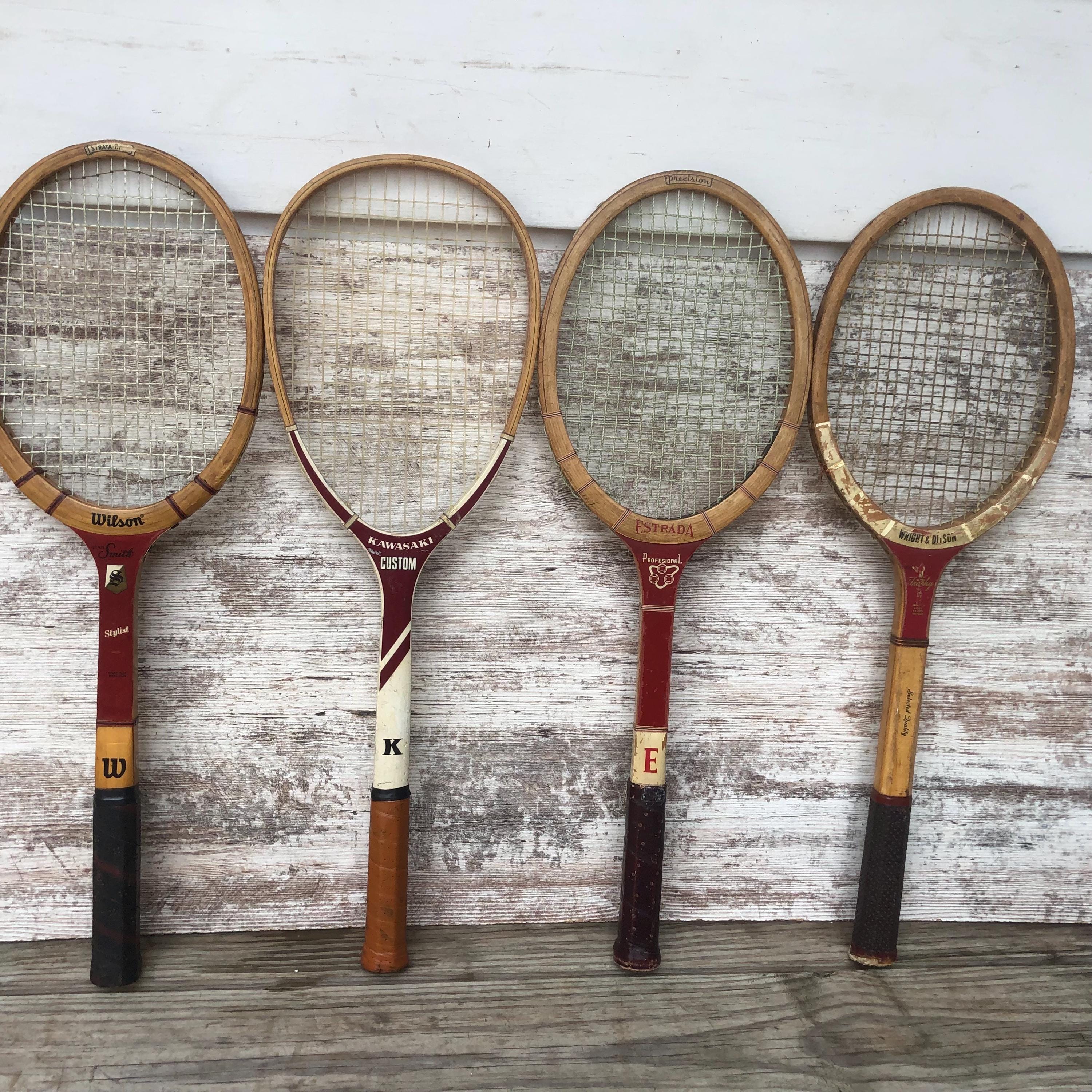 Il Racket Wood Tennis Rackets Wright and Ditson Trophy Spalding Pancho Gonzales ...