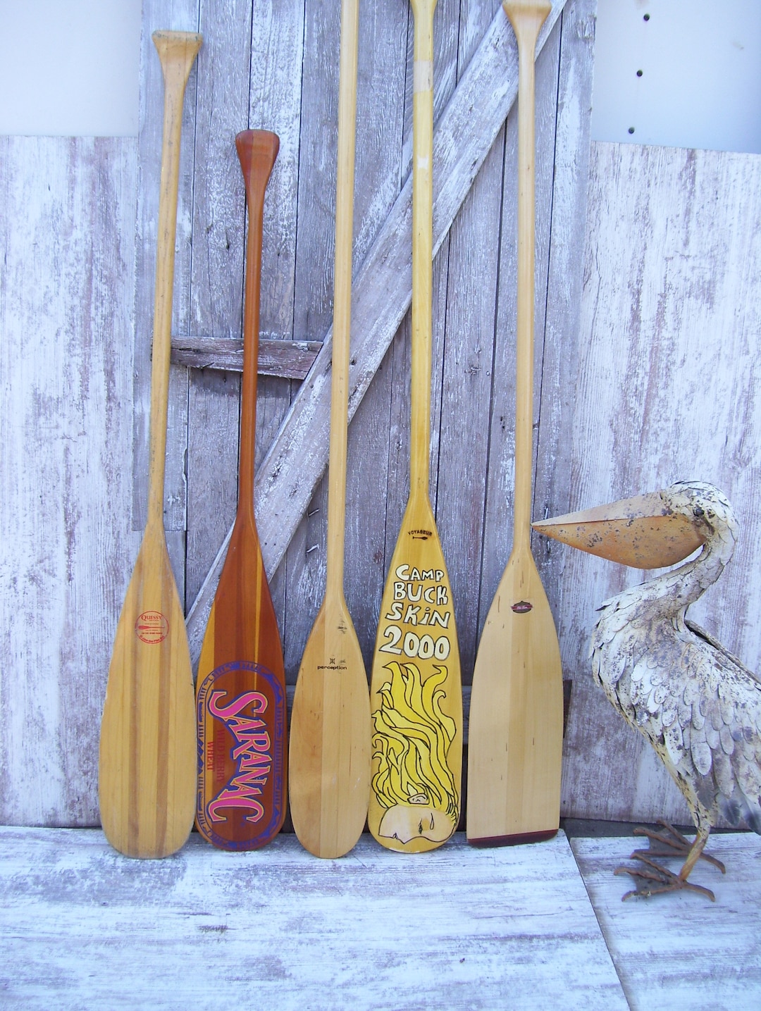 Vintage Wooden Canoe Paddle Old Town Voyageur Quessy Kayak Oar Rustic