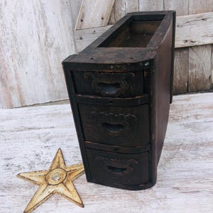 3 Wood Sewing Machine Singer Drawer Cabinet Stained Wooden Sewing Drawer Enclosed Top Industrial Storage White Star bild 1