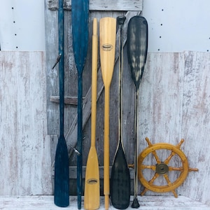 2 Feather Brand Oars 58&quot; OR Black Stained Canoe Paddles 59&quot; Or Navy Blue Row Boat Beach Lakehouse YOUR PICK #41