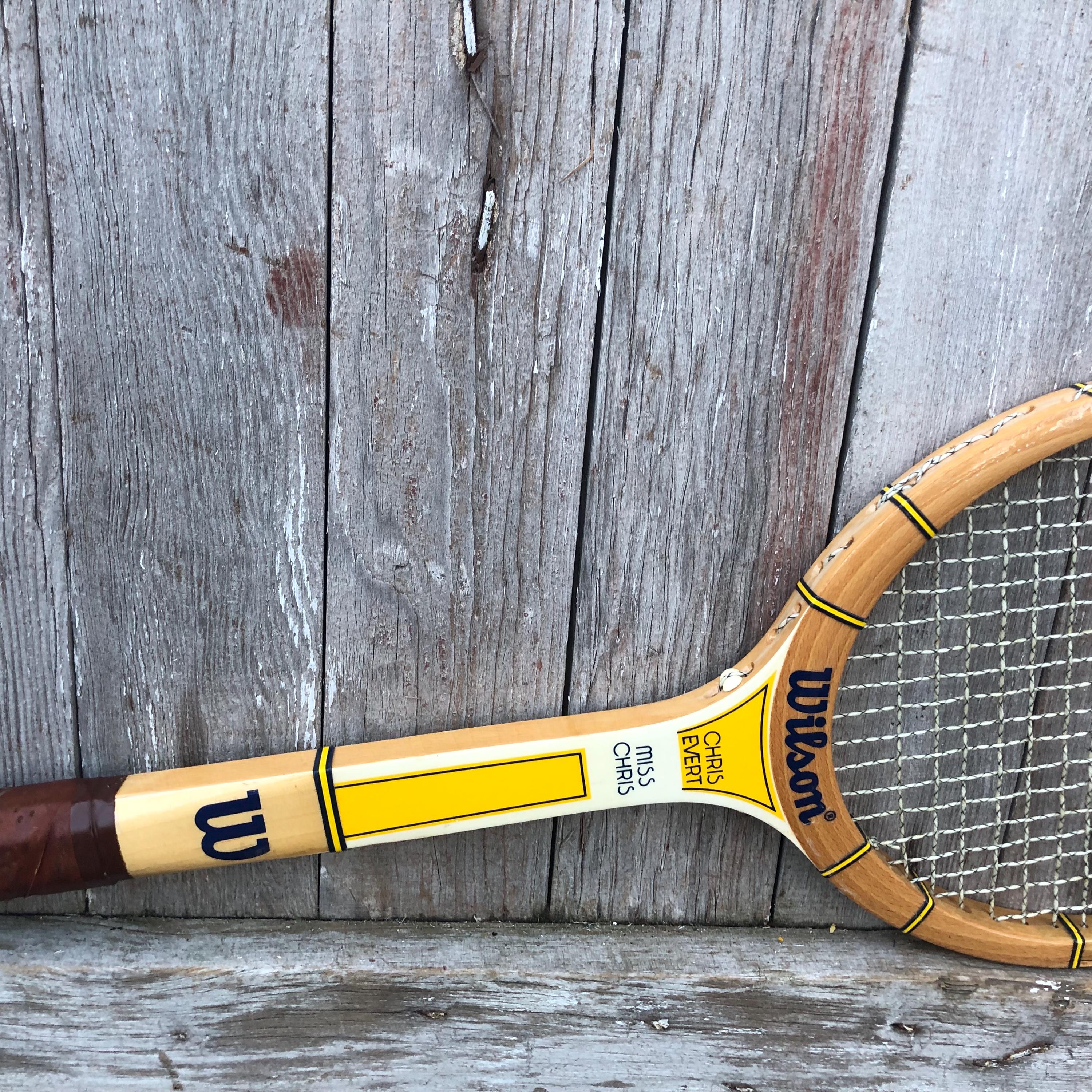 All Wood Racket Wood Tennis Racket Wilson Miss Chris Evert Maureen Connolly Billie Jean ...