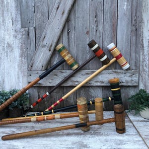 Vintage Wood Croquet Mallet Cosplay Heathers Sportcraft South Bend Lawn Play Wooden Mallets Single Mallets #2