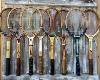 Wood Tennis Rackets Wilson Stan Smith Bobby Riggs MacGregor Frank Parker George Lott Fred Stolle  Billy Martin Spalding Wooden Racquets 13