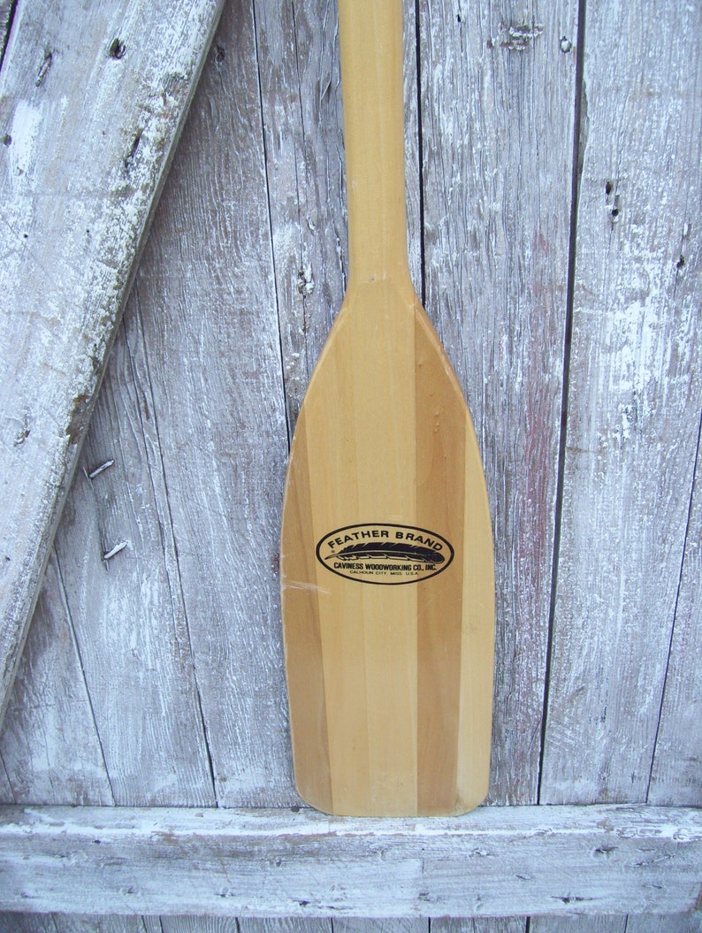Vintage Wooden Canoe Paddle Feather Brand Indian Head Rustic Etsy