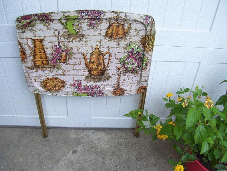 4 Lavada Metal TV Trays Heritage Plants Coffee Pot Tray Stand Etsy