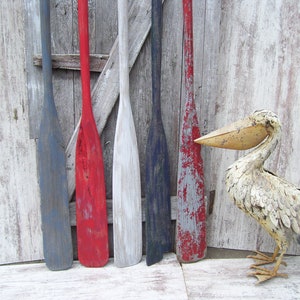 Vintage Wooden Boat Oars Painted 83&quot; LONG Wood Oar Canoe Paddle Beach Locks YOUR PICK Oar Lakehouse #10