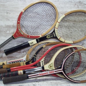 Wood Tennis Rackets Spalding Award  Impact 222 Competition Yamaha MacGregor Tourney Court Super Wooden Racquets Tennis Pro 21
