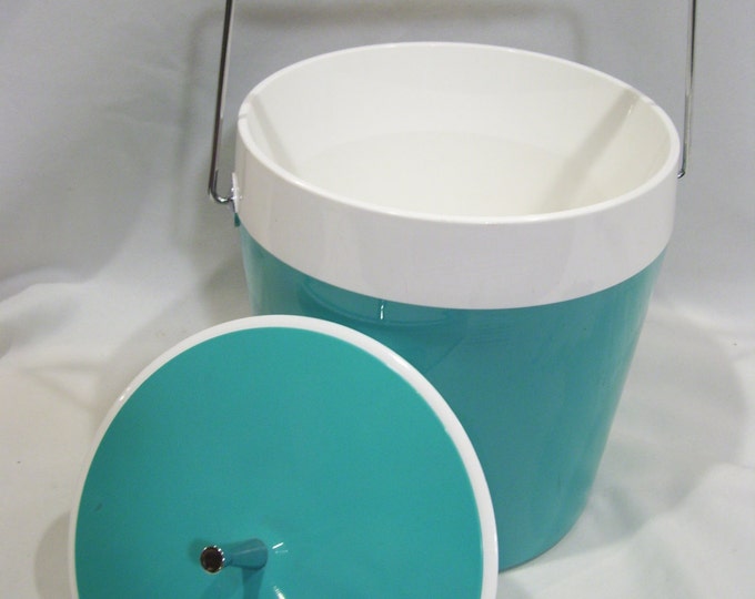 1950s Turquoise Blue Ice Bucket Mod Mid Century Etsy