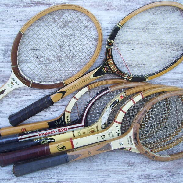 Wood Tennis Racket Wilson Jack Kramer Pancho Gonzales Spalding Mercer Beasley Davis TAD Racquet Tennis Pro Wood Rackets Sports 9