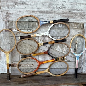 Wood Tennis Racquet Spalding Pancho Segura Bancroft Bjorn Borg MacGregor Lloyd Budge Regent Rustic BROKEN STRINGS Wooden Tennis Rackets 36A