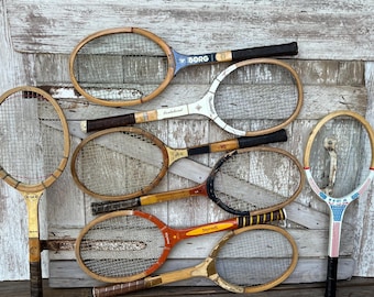 Wood Tennis Racquet Spalding Pancho Segura Bancroft Bjorn Borg MacGregor Lloyd Budge Regent Rustic BROKEN STRINGS Wooden Tennis Rackets 36A
