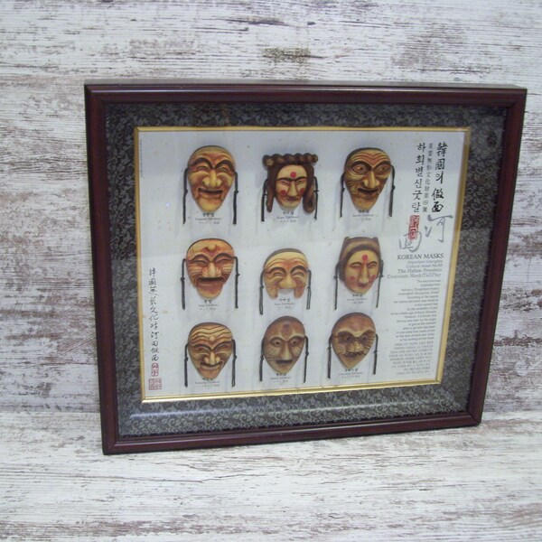 Korean Masks Hahoe Tal Hahoe Byeolsin Exorcism Mask Tal Play  Kagsi Jung Halmi Yangban Imae Collection Of Masks In Shadow Box